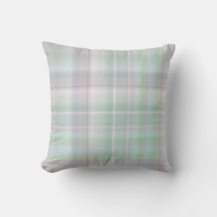 Fairy Garden Pastel Pink and Mint Plaid Cushion