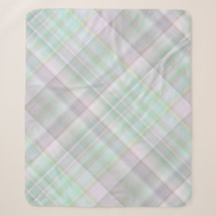 Fairy Garden Pastel Pink and Mint Plaid Sherpa Blanket