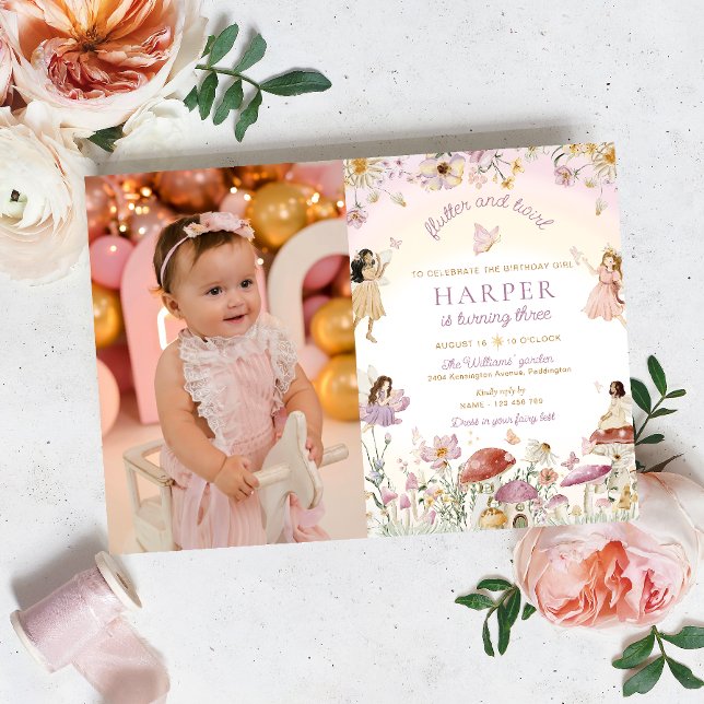 Fairy Garden Photo Birthday Party Invitation (Creator Uploaded)