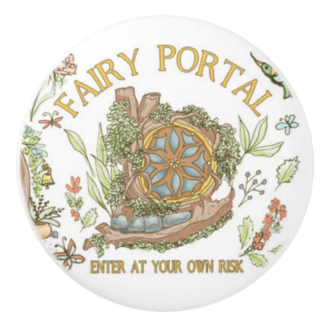 Fairy Garden Portal Enter Ceramic Knob (Front)