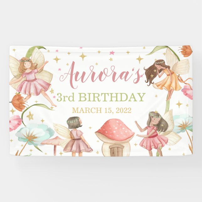 Fairy Garden Princess Magical Birthday  Banner  (Horizontal)