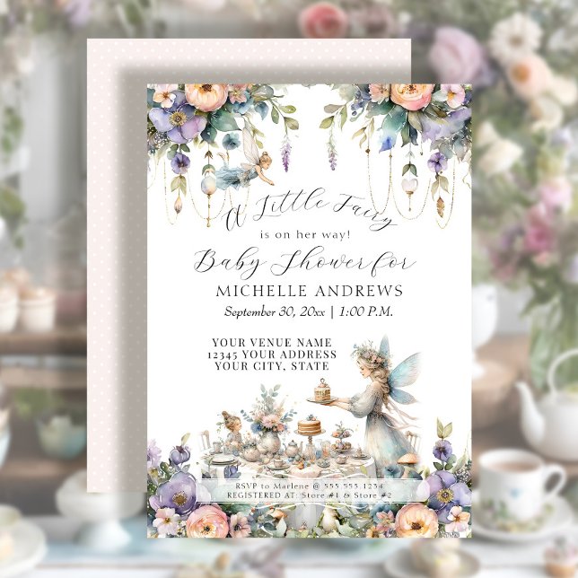 Fairy Garden Tea Party Floral Girl Baby Shower Invitation (Creator Uploaded)