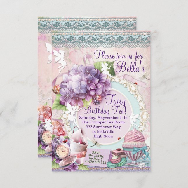 Fairy Garden Tea Party Invitation (Front/Back)