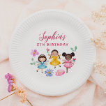 Fairy Garden Watercolor Floral Girl Birthday Party Paper Plate<br><div class="desc">Add some fun to your birthday party with these paper plates! Made to match our Fairy Garden Floral Birthday Party collection, this design features the birthday girl's name and her age on top of 3 fairy friends in bright, colourful dresses surrounded by hand-illustrated flowers and leaves. Click on "Personalise this...</div>