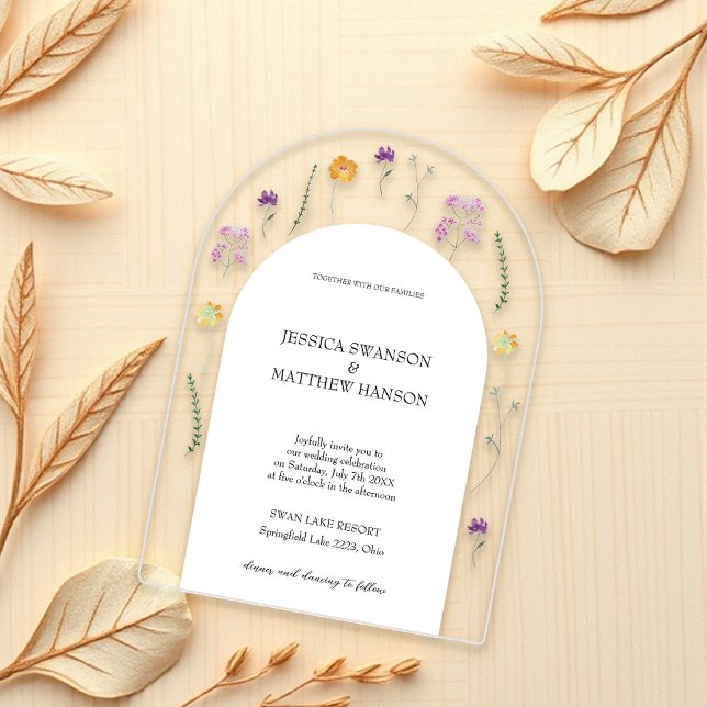Fairy Garden Watercolor Floral Wedding Acrylic Invitations (Creator Uploaded)