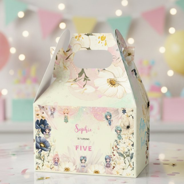 Fairy garden watercolor kids birthday favour box (Creator Uploaded)
