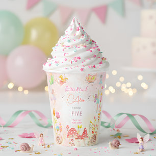 Fairy garden watercolor kids birthday paper cups