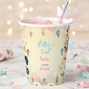 Fairy garden watercolor kids birthday paper cups