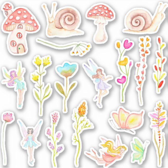 Fairy garden watercolor sticker pack (Front)