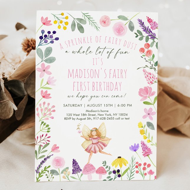 Fairy Garden Wildflower 1st Birthday Invitation (Creator Uploaded)