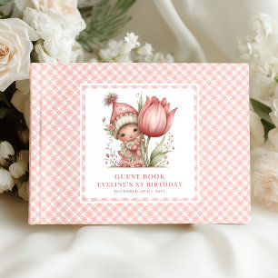Fairy Girl 1st Birthday Blush Floral Pink Guest  Book