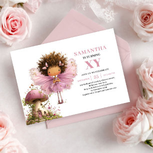 Fairy Girl 1st Birthday Blush Pink Floral   Invitation