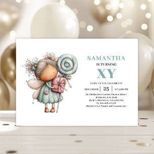 Fairy Girl 7th Birthday Magical Whimsy Cute invite