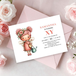 Fairy Girl 8th Birthday Cute Pastel Whimsy invite