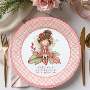 Fairy Girl Birthday Blush Pink Floral paper plates