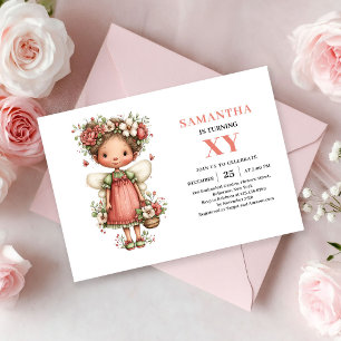 Fairy Girl Birthday Magical Blush Floral invite