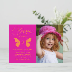 Fairy Girl Birthday Minimalist Simple Modern Photo Invitation