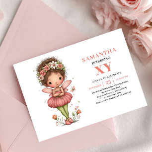 Fairy Girl Birthday Whimsical Pink Floral invite