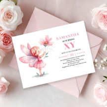 Fairy Girl Birthday Whimsy Blush Pink invitation