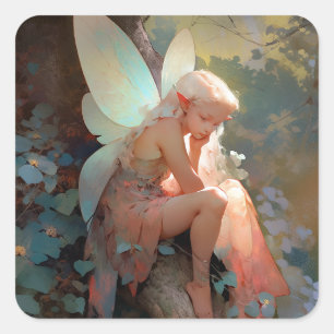 Fairy Girl Fantasy Art Square Sticker