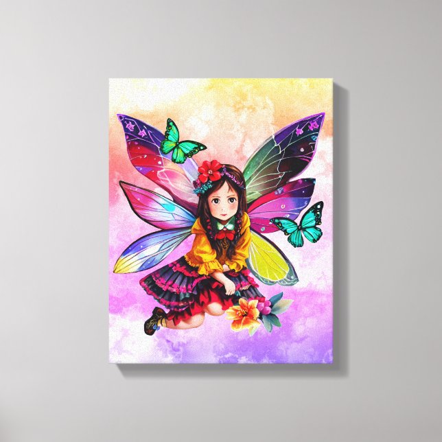 Fairy Girl with Wings Stretched Canvas Print (Front)