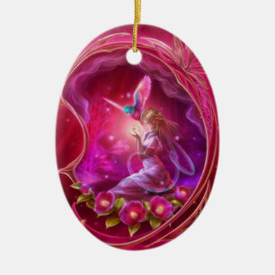 Fairy - Girly Digital Art Ceramic Tree Decoration