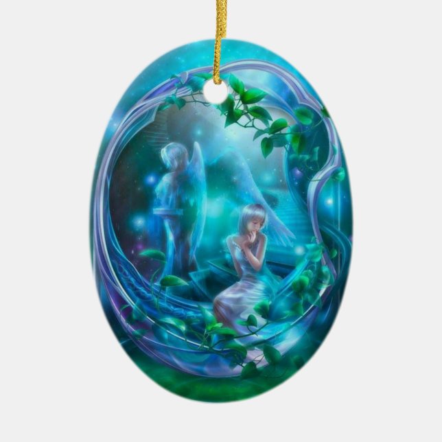 Fairy - Girly Digital Art Ceramic Tree Decoration (Front)