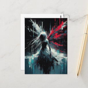 Fairy Glitch Black Red Blue Postcard
