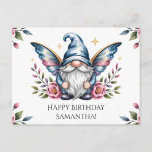 Fairy Gnome and Rose with Custom Text Postcard