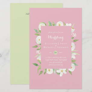 Fairy Green Pink Budget Wedding Invite A9