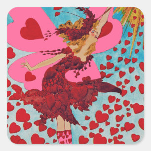 Fairy Hearts CHANGE COLOR ~ Square Stickers