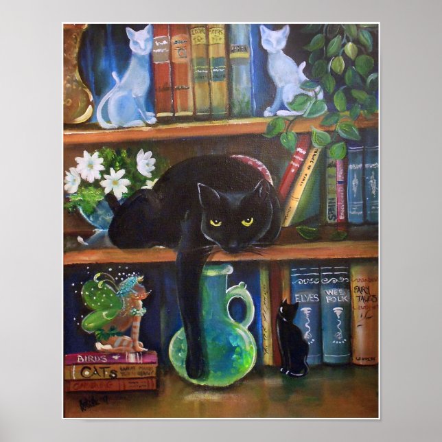 Fairy hiding ina book case from Cat Poster (Front)