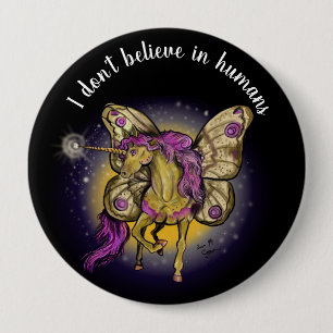 Fairy Horse Yellow Emperor Moth 10 Cm Round Badge