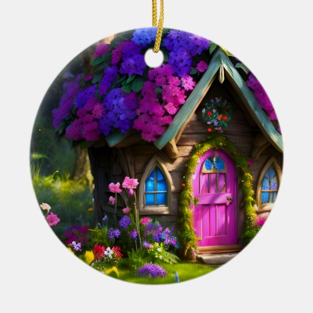 Fairy House Ceramic Tree Decoration (Front)