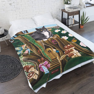 Fairy House Garden Cat Fleece Blanket