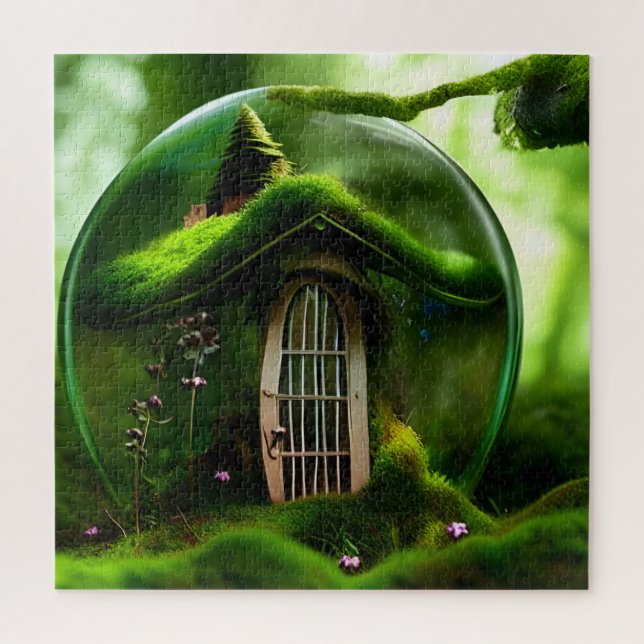 Fairy House In A Glass Orb In The Mossy Forest  Jigsaw Puzzle (Vertical)