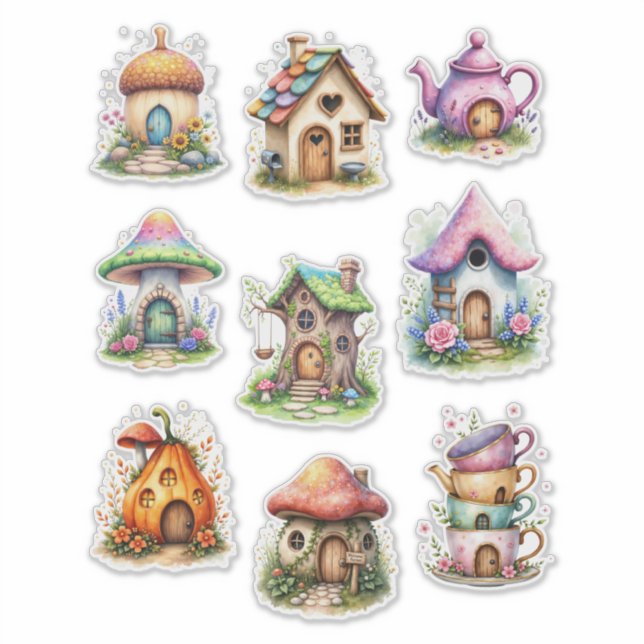 Fairy Houses Style #2 Sticker Sheet (Front)