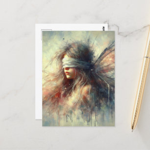 Fairy in a Blindfold with Paint Drips Postcard