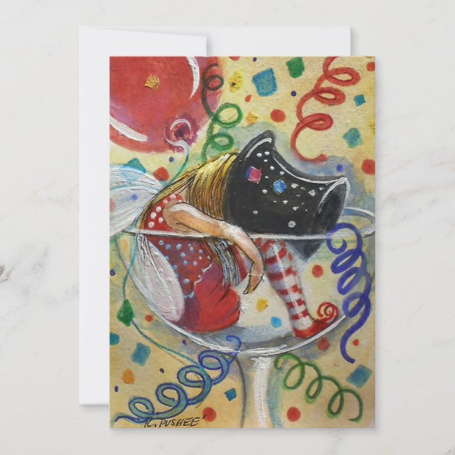 Fairy in a Champagne Glass. Holiday Card (Front)