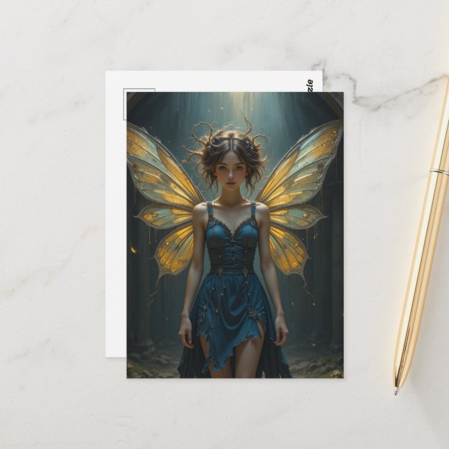 Fairy in a Denim Dress Postcard (Front/Back In Situ)