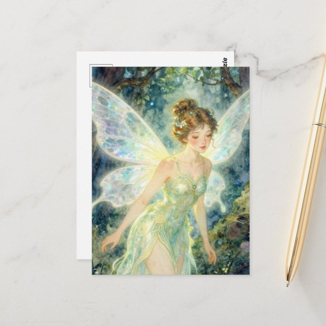 Fairy in a Green Dress Postcard (Front/Back In Situ)