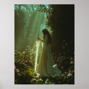 Fairy in a magical forest poster