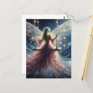 Fairy in a Pink Dress on a swing Postcard