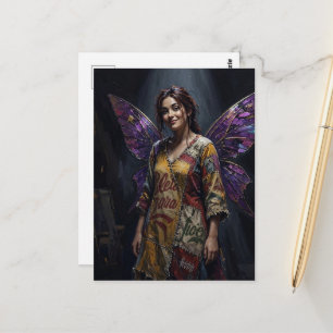 Fairy in a Recycled Dress of Colourful Recyled Rag Postcard