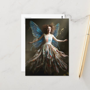 Fairy in a Recycled Dress Postcard