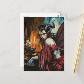 Fairy in a Red Dress Dark Fantasy Postcard