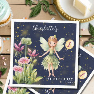 Fairy in Enchanted Garden Whimsical 1st Birthday Napkin