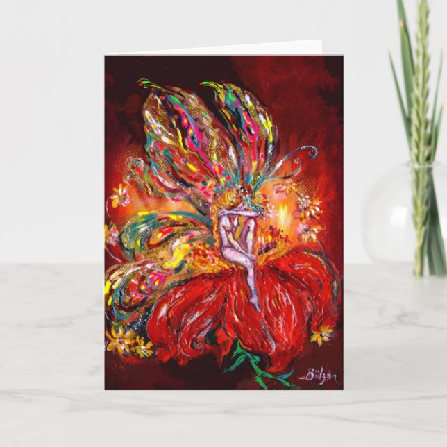 FAIRY IN RED HOLIDAY CARD (Front)