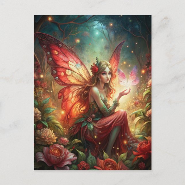 Fairy in red postcard (Front)