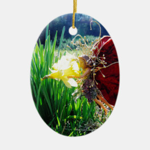Fairy in the Daffodils Ceramic Tree Decoration